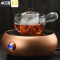 三维工匠电陶炉玻璃煮茶壶功夫茶具套装侧把泡茶器家用单红茶烧水水壶泡茶 (固定内胆)花梨木侧把茶壶容量300