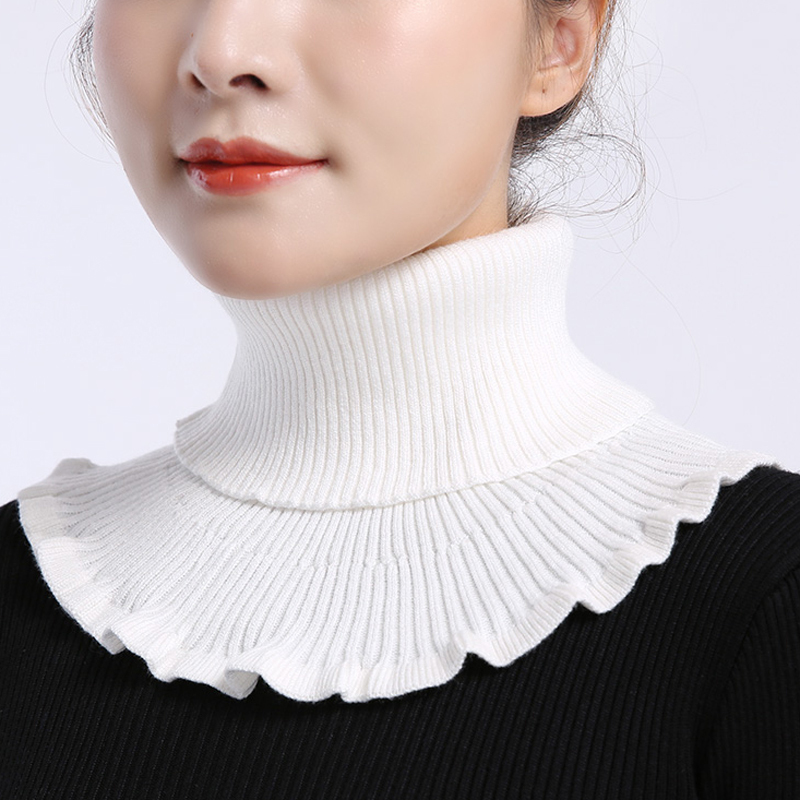 盛世尼曼秋冬假领子女套头高领针织保暖装饰毛衣护颈椎假衣领围脖毛线