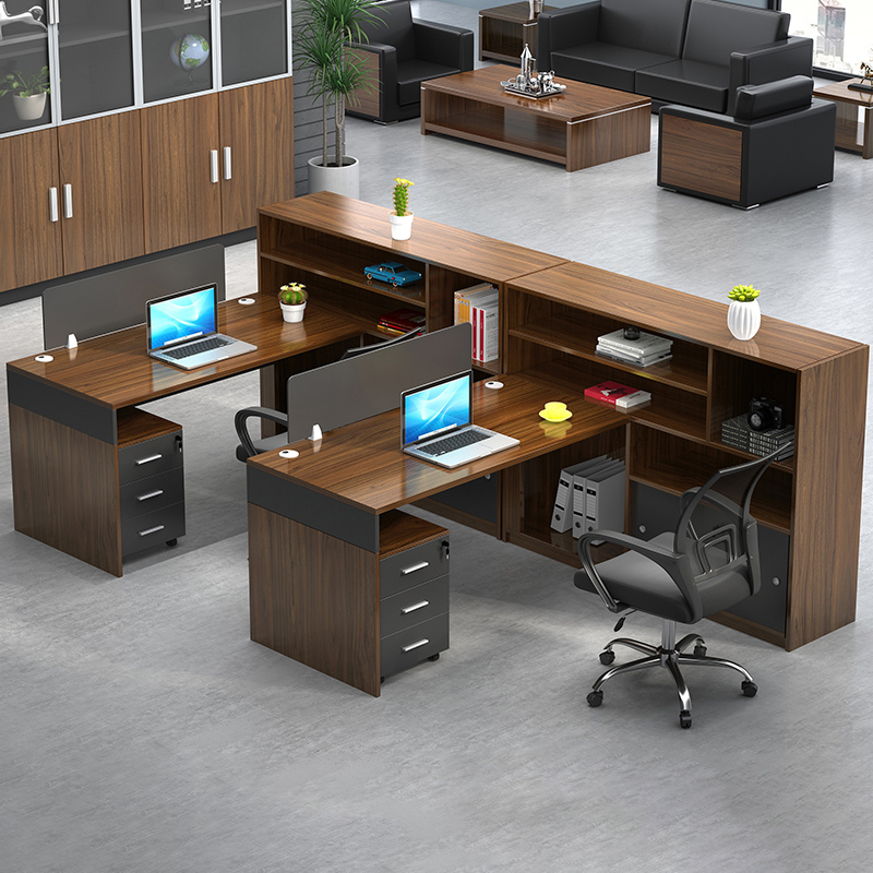 DXBG财务办公桌职员桌简约现代2/4/6人位屏风办公卡座双人办公桌组合(不含椅)高清大图