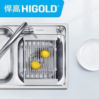 HIGOLD/悍高 304不锈钢水槽双槽套装 厨房洗菜盆 洗碗水池 厨盆加厚拉丝不锈钢水槽套餐