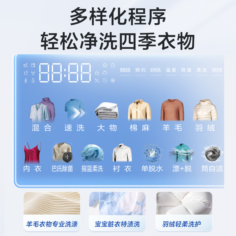 海尔(Haier)云溪系列 10公斤 直驱 滚筒洗衣机 智能投放 精华洗2.0 大筒径 超薄 BD14356L 消费补贴高清大图