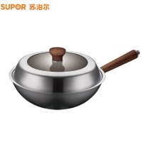 苏泊尔芯铁真不锈炒锅.钢玻盖CC30AA2