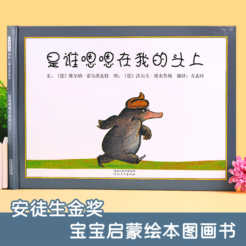 [正版]邓超微博荣获国际安徒生金奖是谁嗯嗯在我的头上 精装儿童绘本 宝宝亲子情商启蒙绘本图画书籍 幼儿园绘本 0-2