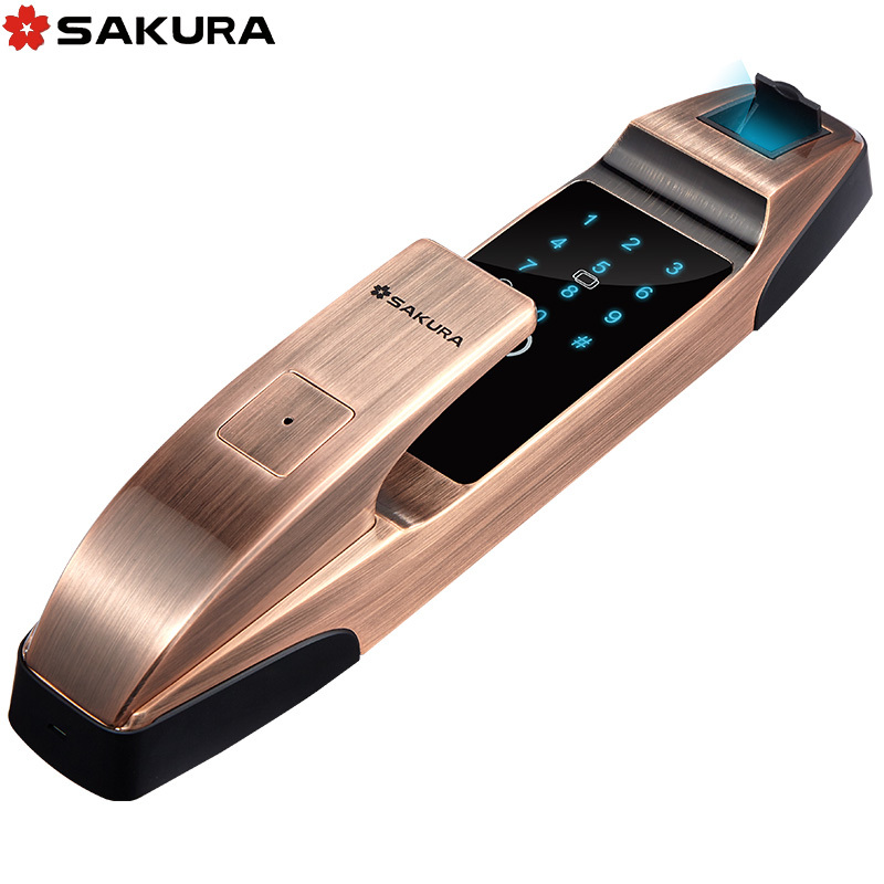 樱花(SAKURA)全自动智能指纹锁推拉款指纹锁家用防盗门密码锁APP远程开锁带门铃电子锁H1---(1号锁体带APP)