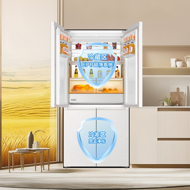 海尔十字对开门冰箱BCD-572WGHTD1BYCU1 572升三星级变频电脑控温麦香石彩晶面板高清大图