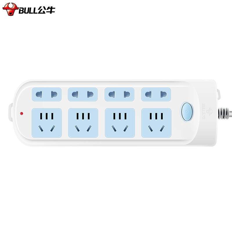 公牛 GN-610 3米总控四联电源插座 蓝白(单位:个)