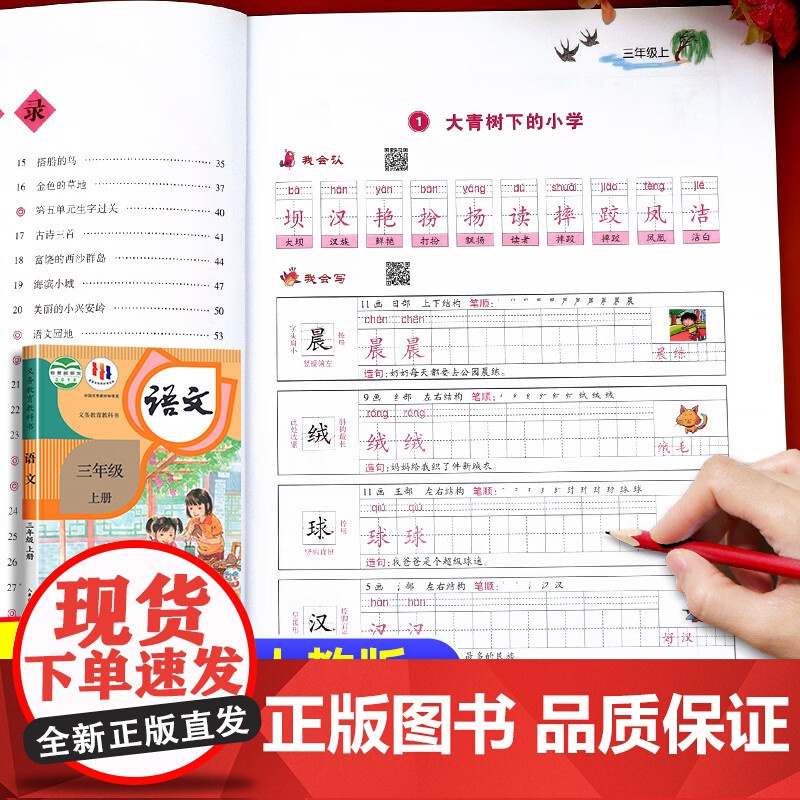 三年级上册练字帖语文同步字帖人教版每日一练 小学三年级字帖练字小学生专用3年级练字帖钢笔字帖练字专用带笔画笔顺描红硬笔书高清大图
