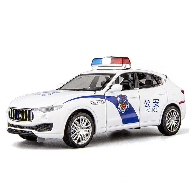 合金玛莎拉蒂警车模型仿真119消防车声光回力六开儿童玩具 白色简装