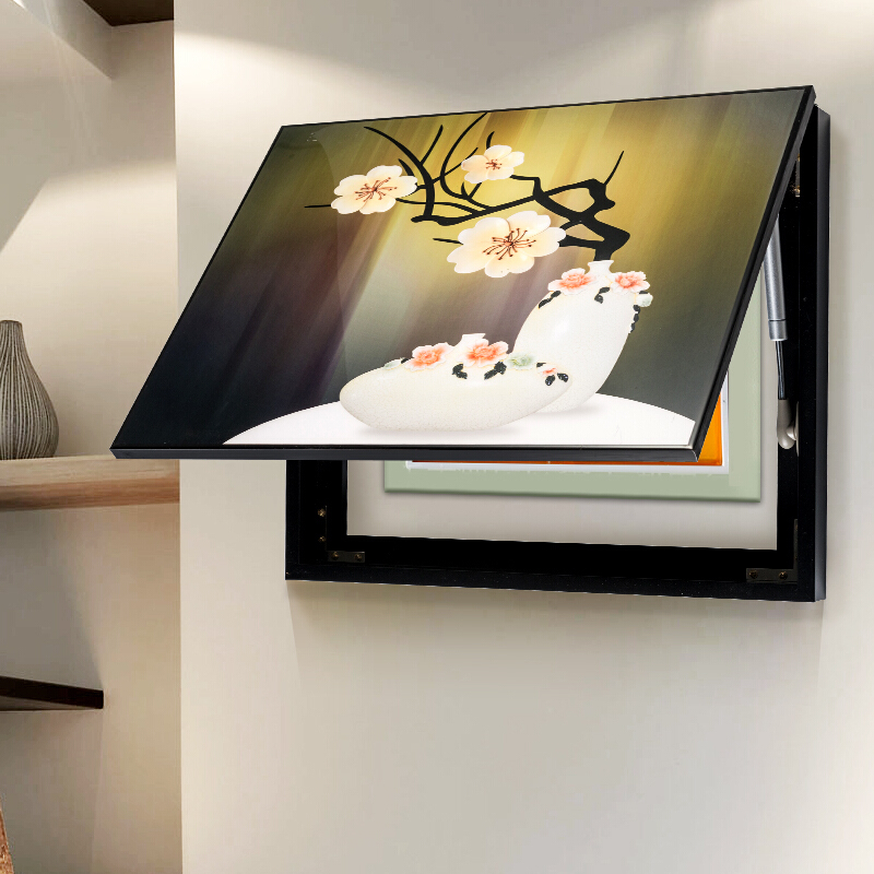 电表箱装饰画可推拉液压遮挡箱客厅墙画现代简约壁画餐厅玄关挂画