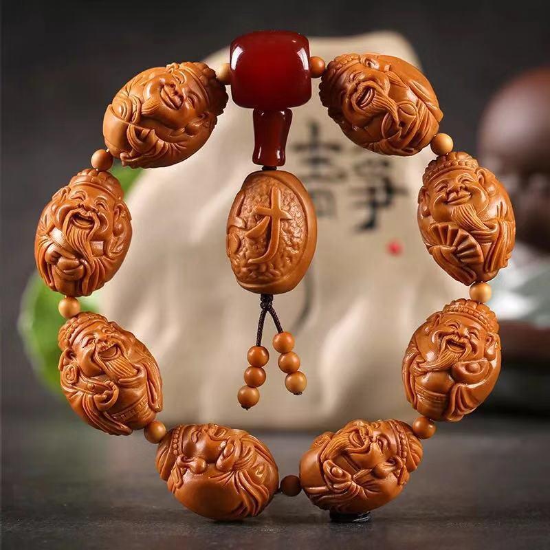 文玩橄榄核手串男士八大财神南工名家橄榄胡橄榄核手串手链原料