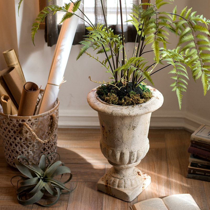 美帮汇古旧锈痕罗马柱盆大型花盆花瓶装饰摆件庭院花园橱窗陈列 F款 大高清大图