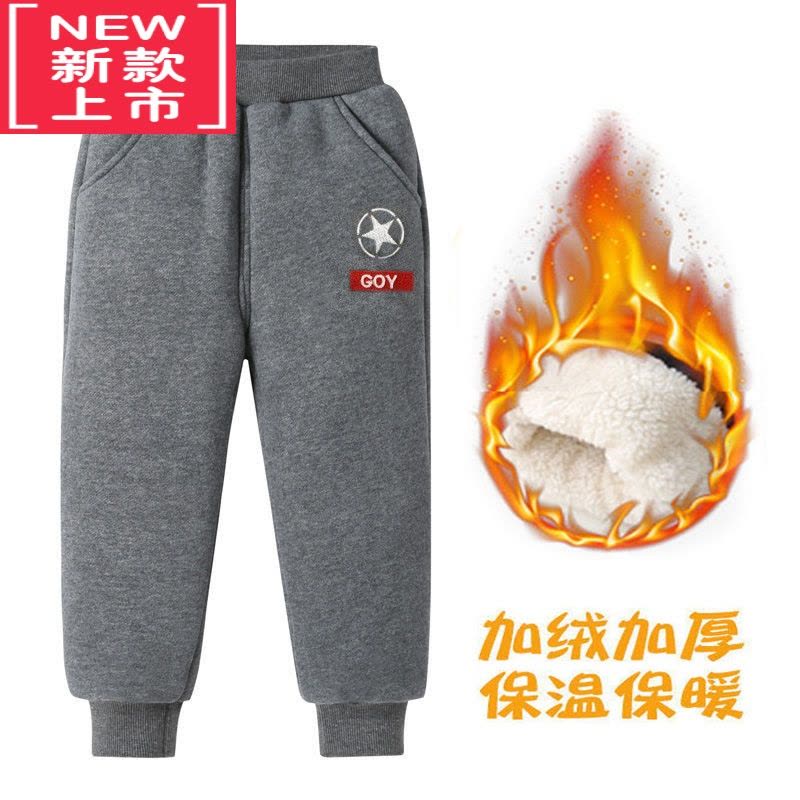 可莉允儿童双层加绒加厚棉裤外穿3岁9宝宝时尚保暖裤休闲宽松款新品图片