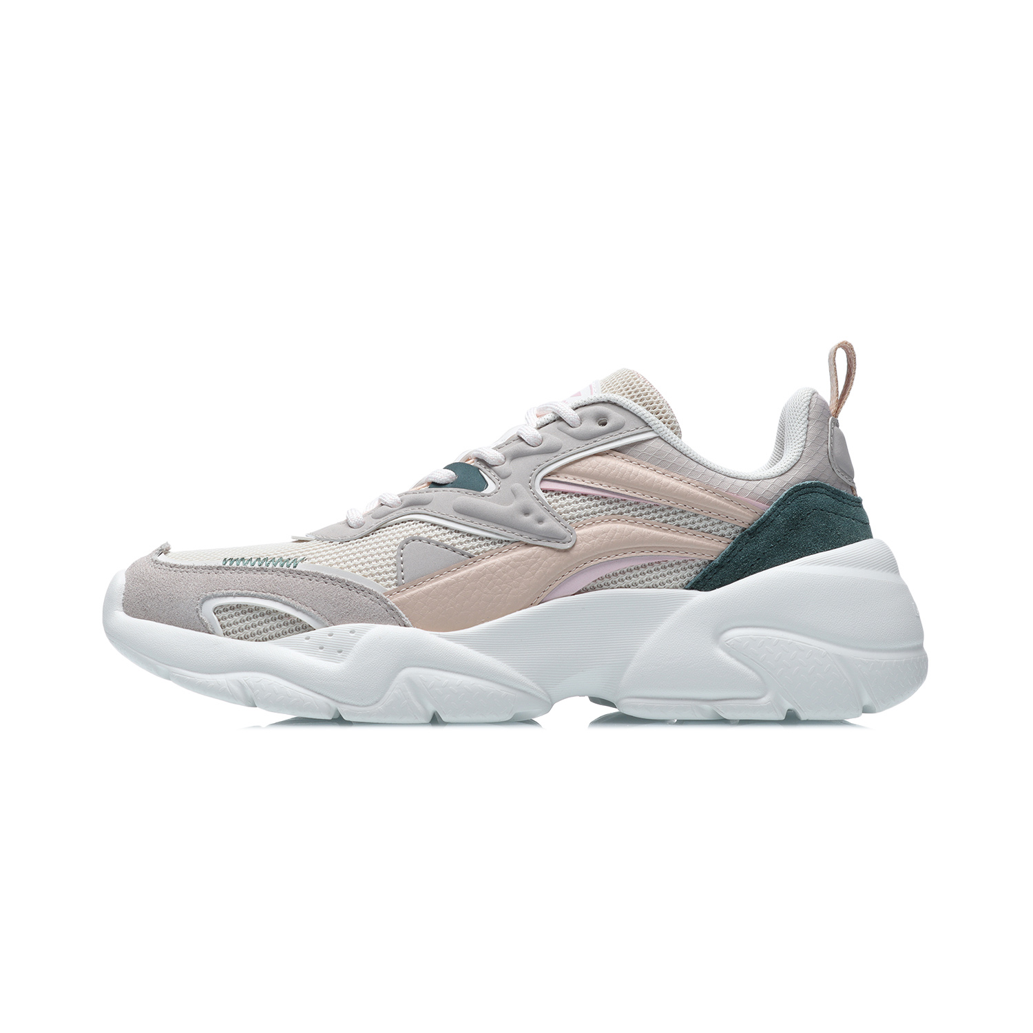 李宁休闲鞋女鞋官方2021新款行云鞋子复古老爹鞋网面透气运动鞋女agcr