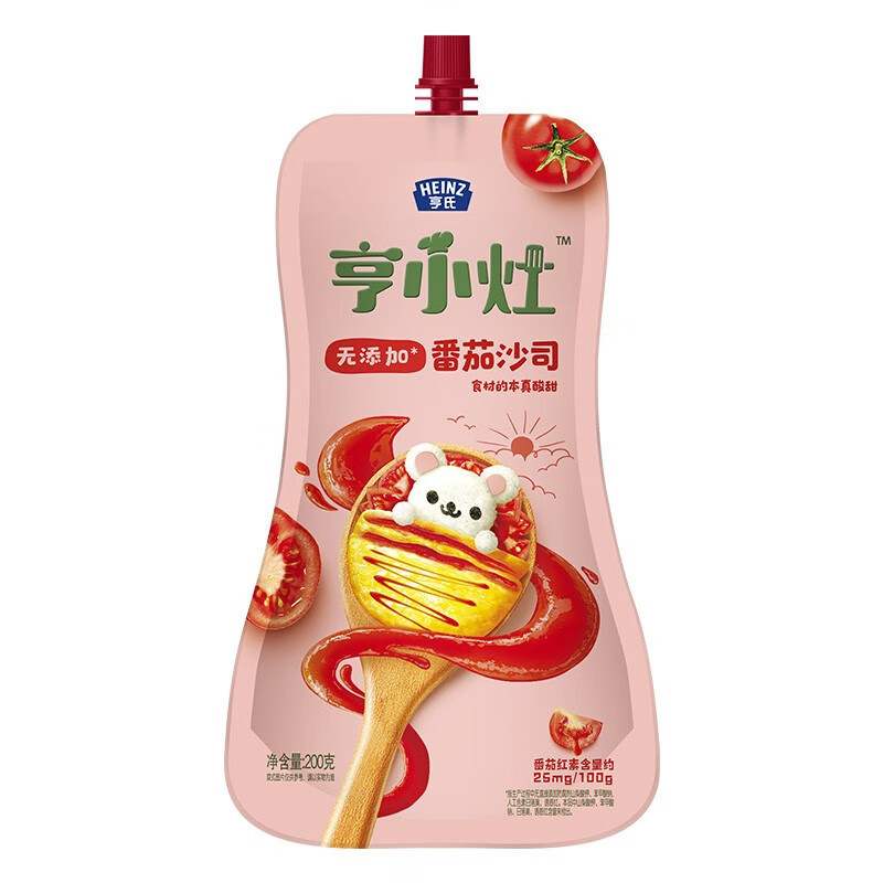 亨氏(Heinz)亨小灶婴儿番茄沙司宝宝番茄调味果酱涂抹蘸料炒菜拌面拌饭200g