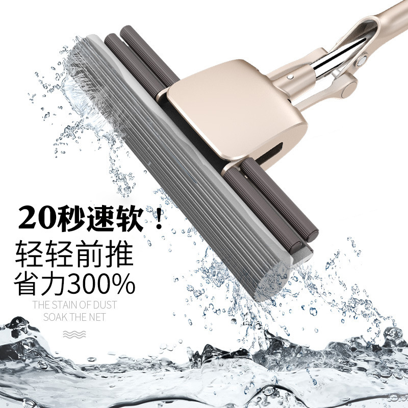 [规格:五个装]家用免手洗前推滚轮式胶棉拖把挤水懒人吸水海绵拖把