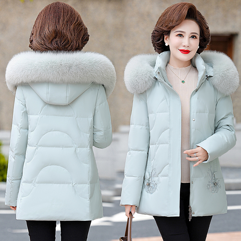 免费试穿 大品牌羽绒服女中长款2024年新款狐狸毛领免洗亮面加厚外套冬装新款白鸭绒羽绒服女中长款过膝大毛领韩版宽松加厚 9588酒红送真毛领 XL适合105斤以内