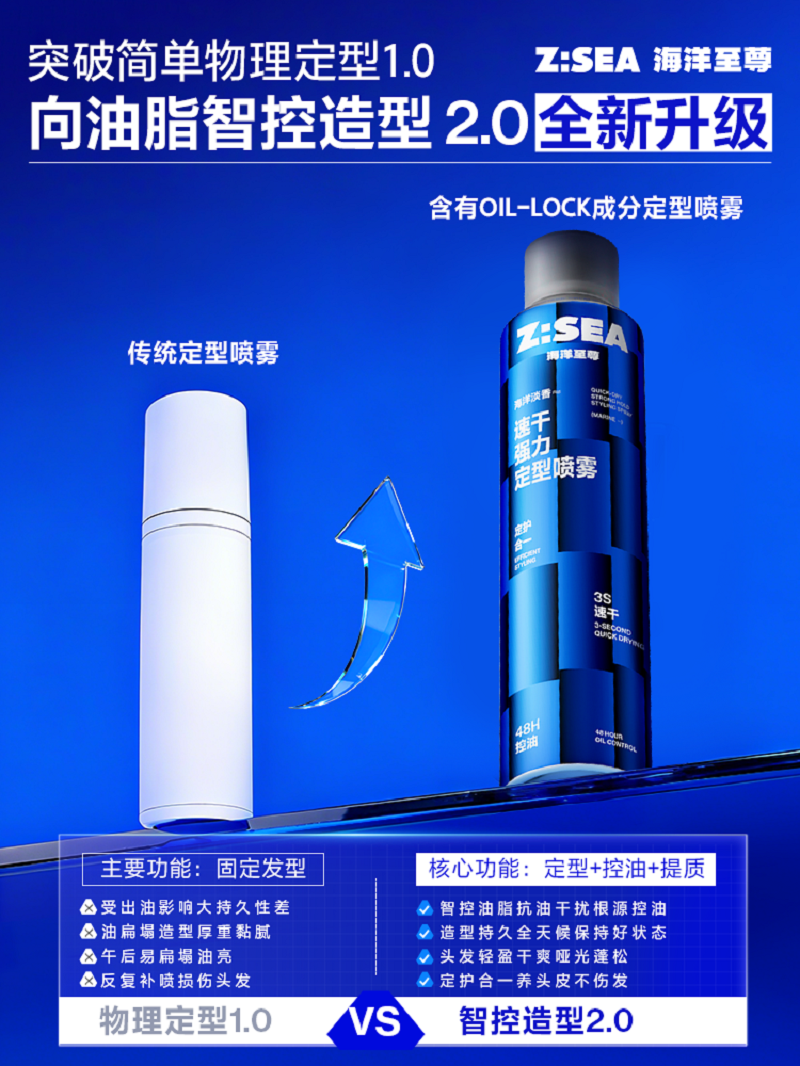 海洋至尊(HAIYANGZHIZUN)速干强力定型喷雾男持久塑形自然蓬松干胶(海洋淡香)250ml|高清大图