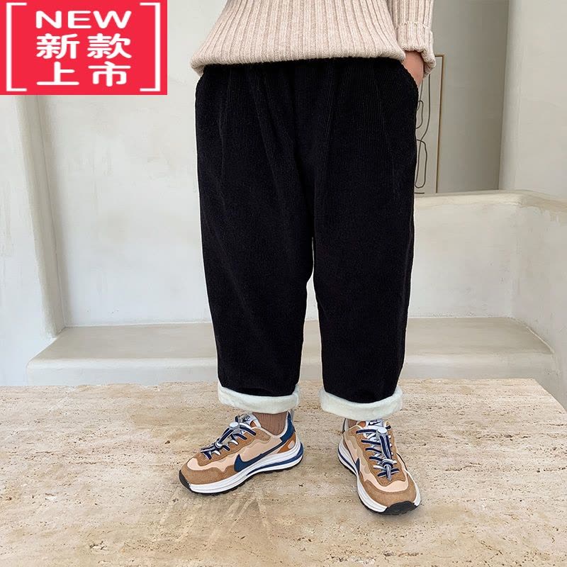 可莉允童装中小童裤子休闲裤加绒保暖冬装长裤2022男童复古下装潮保暖裤图片