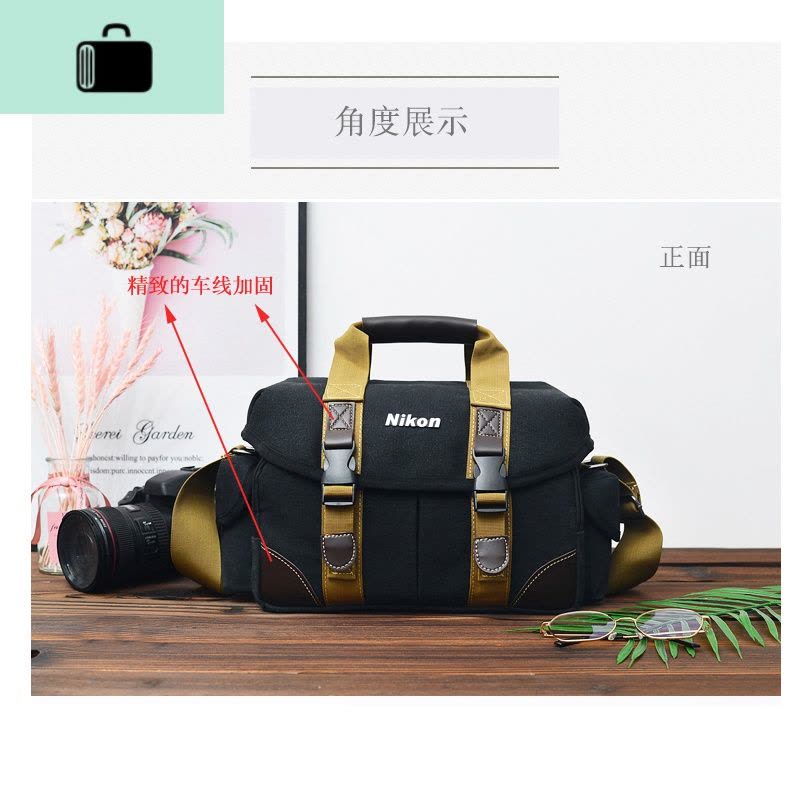 NEW LAKE佳能相机包 单反 单肩帆布摄影包200D700D750D800D60D70D80D5D90D 数码相机包图片