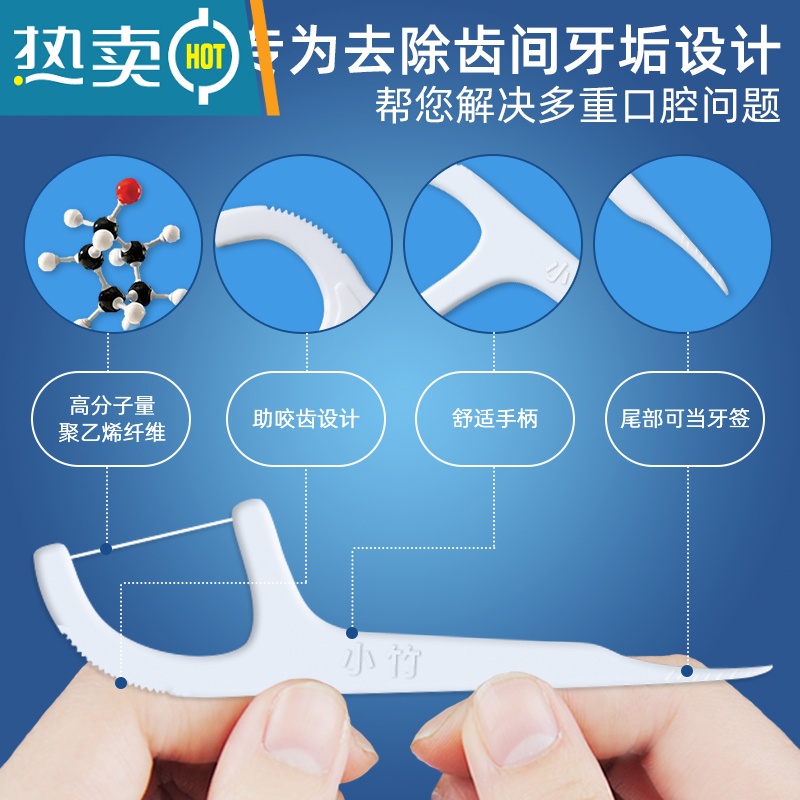 敬平牙线超细家庭装大包装便携牙签盒剔牙线棒 1000支高清大图