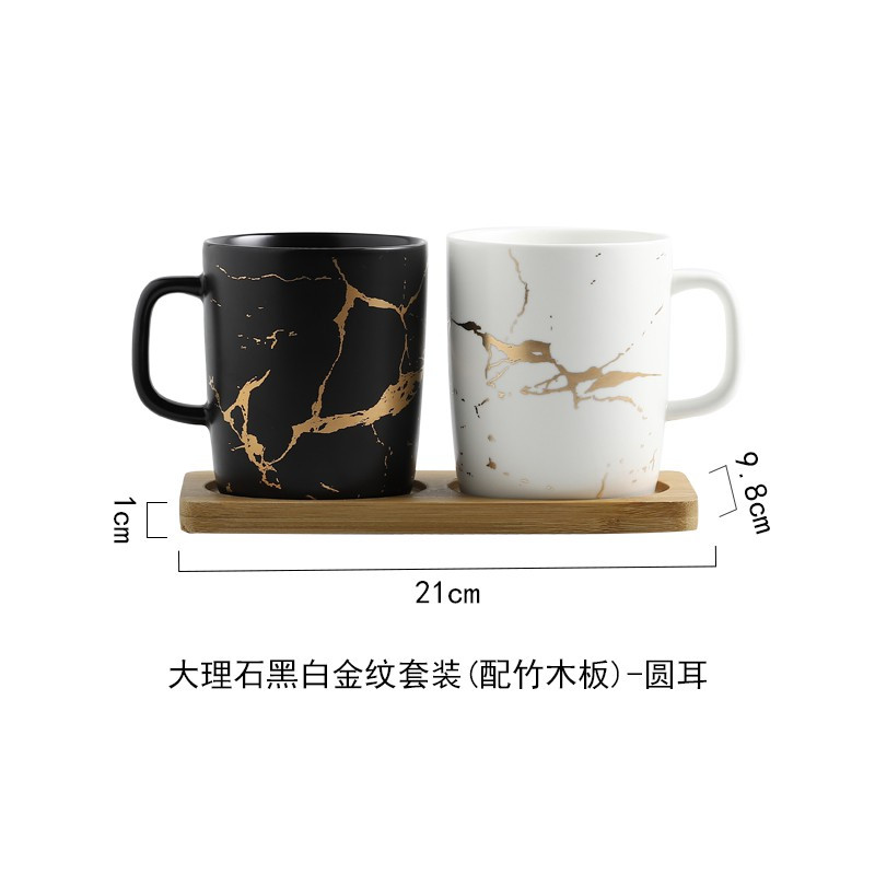 创意大理石纹陶瓷漱口杯刷牙杯子洗漱杯牙杯情侣牙刷杯浴室 三维工匠 黑色大理石单杯