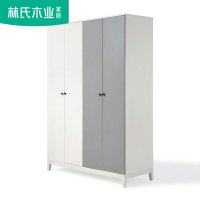 林氏木业北欧简约实木脚四门衣服柜家用卧室板式大衣橱储物柜DW1D