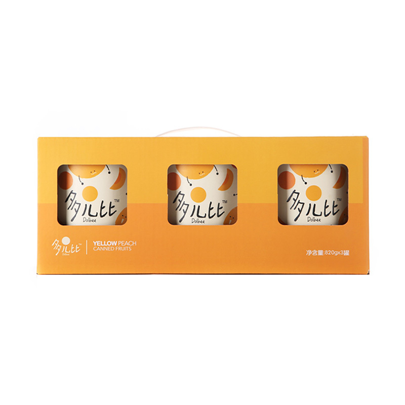 多儿比dolbee 对开黄桃水果罐头分享礼盒装2.46kg 休闲零食品 过节送礼佳品 年货礼盒