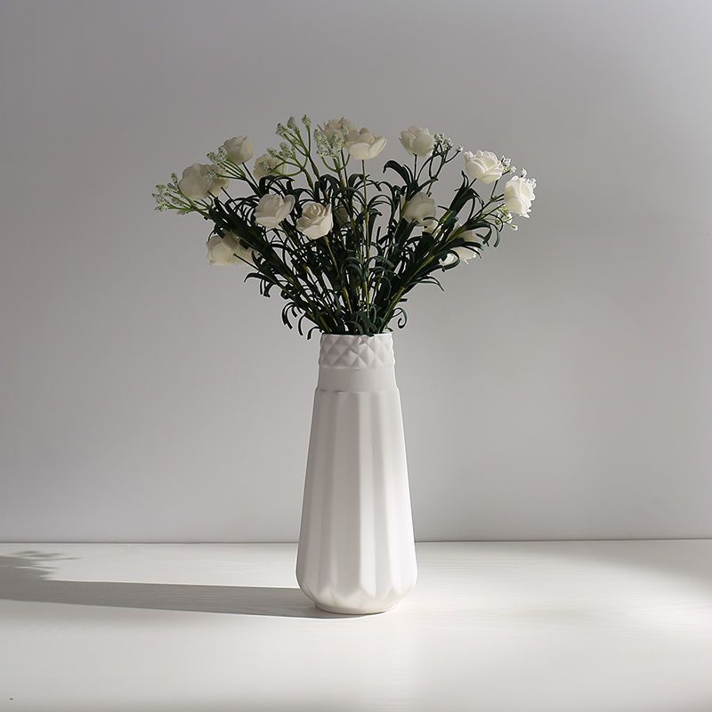 现代陶瓷干花花瓶小清新满天星水培摆件白色客厅插花餐桌家居装饰小