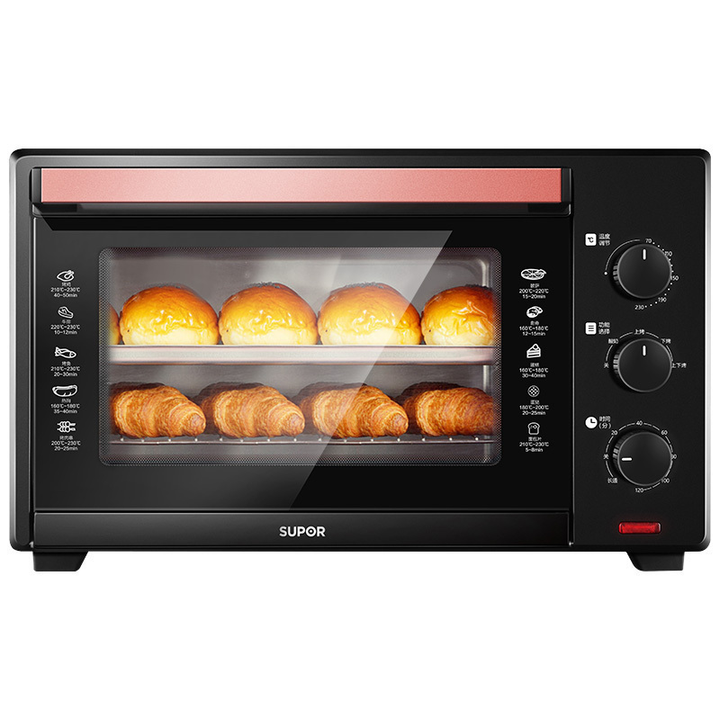 苏泊尔电烤箱家用小型蛋糕烘培多功能烤箱全自动35l升大容量 黑金