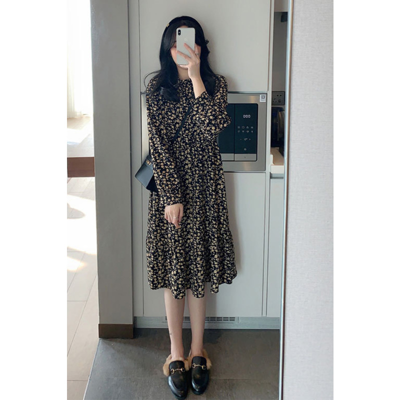 艳如飞新款温柔风小清新内搭长裙女炸街打底碎花连衣裙子150小个子春款连衣裙