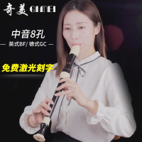 奇美竖笛中音英式B八孔F调巴洛克式8孔中音德式G成人初中学生笛子 8孔中音英式B字母(巴洛克式)23B全套版+送绒布袋