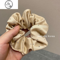 JiMi【HHBABY KR】韩国ins法式复古闪钻缎面发圈肠圈褶皱发绳女网H 点钻香槟 均码