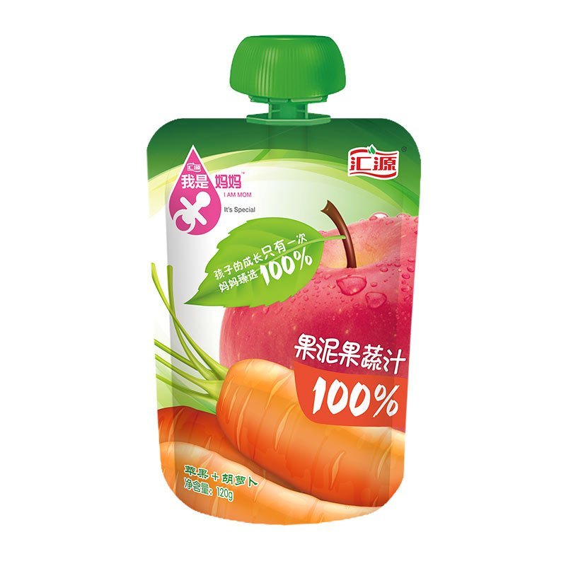 汇源100%果泥果蔬汁-苹果+胡萝卜 120g 袋装 2岁以上