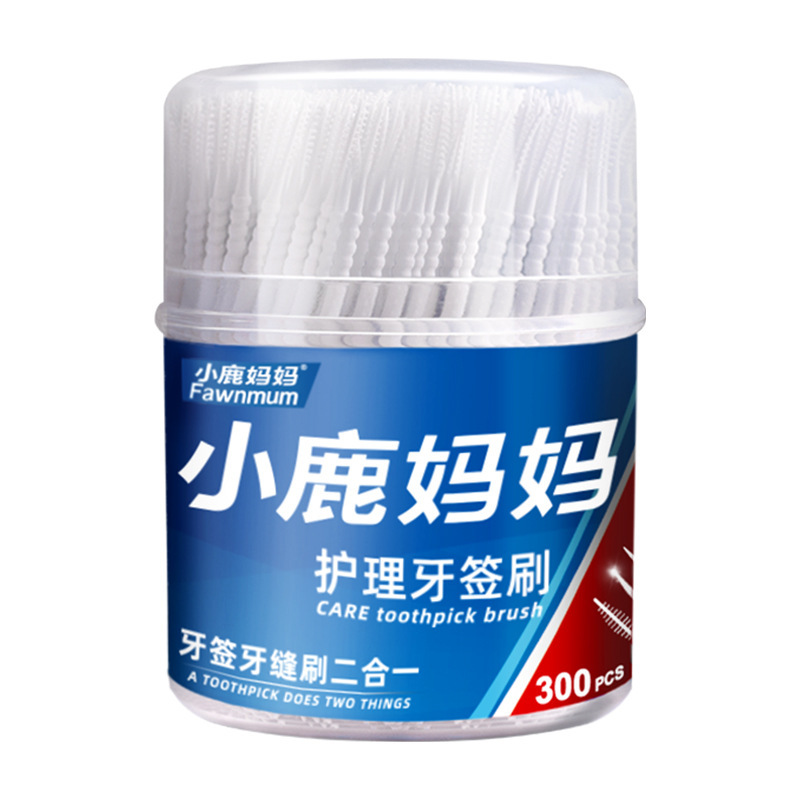 小鹿妈妈 护理桶装牙签刷300支*3桶(共900支)