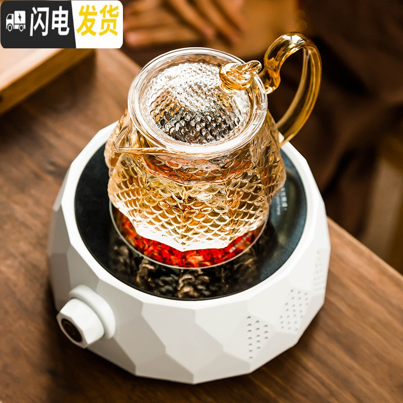 三维工匠电陶炉茶炉家用电热煮茶炉陶瓷玻璃壶蒸茶器烧水炉茶道泡茶炉迷你 带抽水《黑色》电陶炉茶具