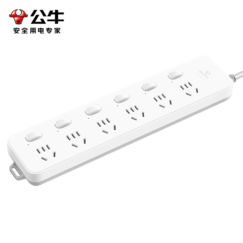 公牛(bull)GN-313 插座 6位分控3米(单位:个)白色