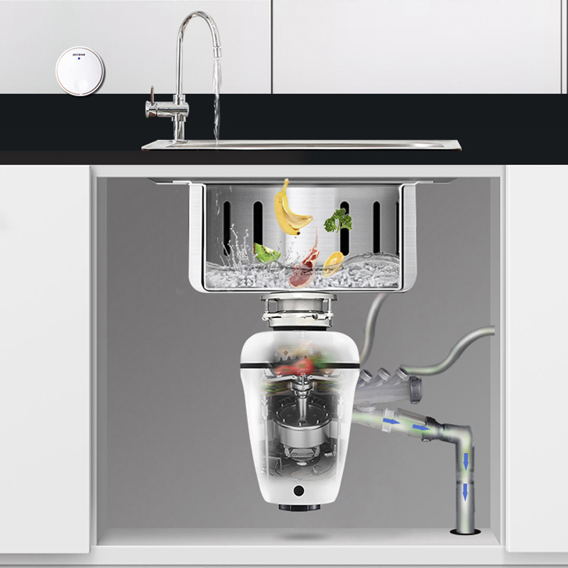 贝克巴斯(BECBAS)S680T 厨房家用食物垃圾处理器 厨余垃圾粉碎机 无线开关 定时关机 双研磨盘 新品发售
