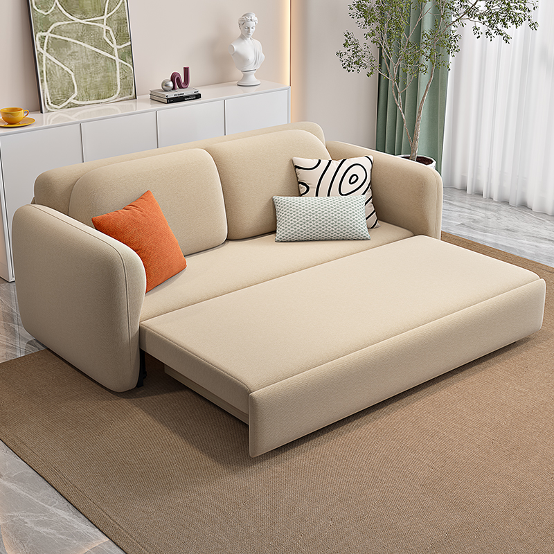 欧梵森 北欧沙发床客厅折叠两用可伸缩轻奢小户型现代简约双人储物组合乳胶布艺沙发简欧风格坐卧多功能家具家装高清大图