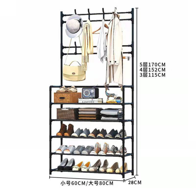家时光落地衣架批发简易衣帽架挂衣架宿舍家用防尘收纳鞋架多层置物架