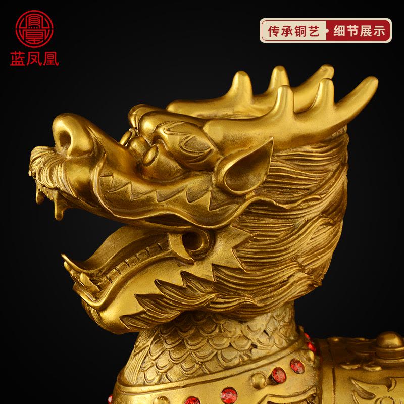 美帮汇铜摆件一对铜大号寓意财富卧室客厅 6号戏珠麒麟一对图片