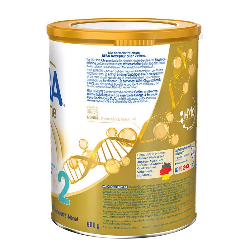Nestle雀巢BEBA贝巴至尊奶粉2段新版 800g/罐 德国原装进口[1罐装]