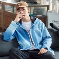 [2.5折价100元叠加优惠券]唐狮春秋季新款男外套休闲连帽时尚印花百搭男士夹克帅气宽松