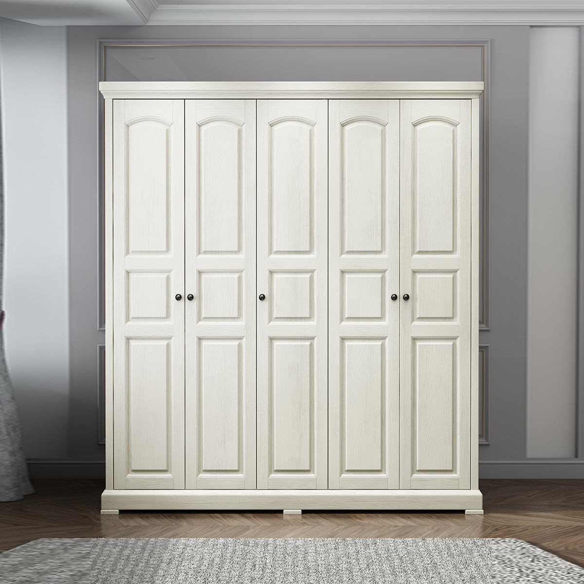 木格尚品 美式轻奢实木衣柜简约象牙白色双开门衣橱现代欧式卧室衣柜3