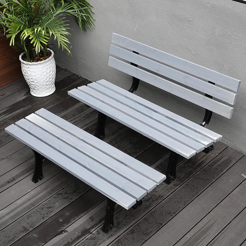 寻木匠公园椅户外三人长椅子庭院露天铁艺休闲长条凳室外花园防腐木