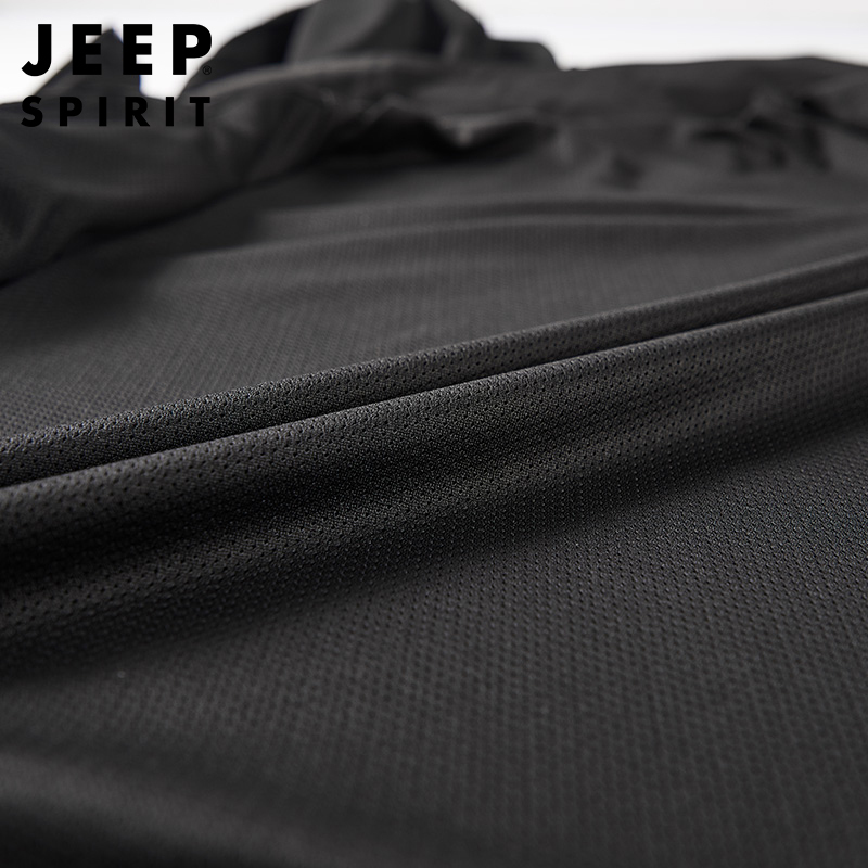 JEEP吉普新款男士速干夹克可脱卸帽四面弹春秋防风外套简约户外工装弹力男士连帽上衣