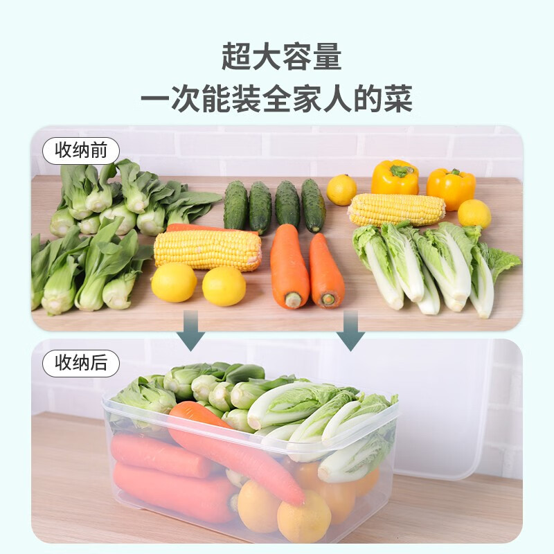 禧天龙H-4050冰箱保鲜盒食品级冰箱收纳盒塑料密封盒蔬菜水果冷冻盒 7.3L 3个!高清大图