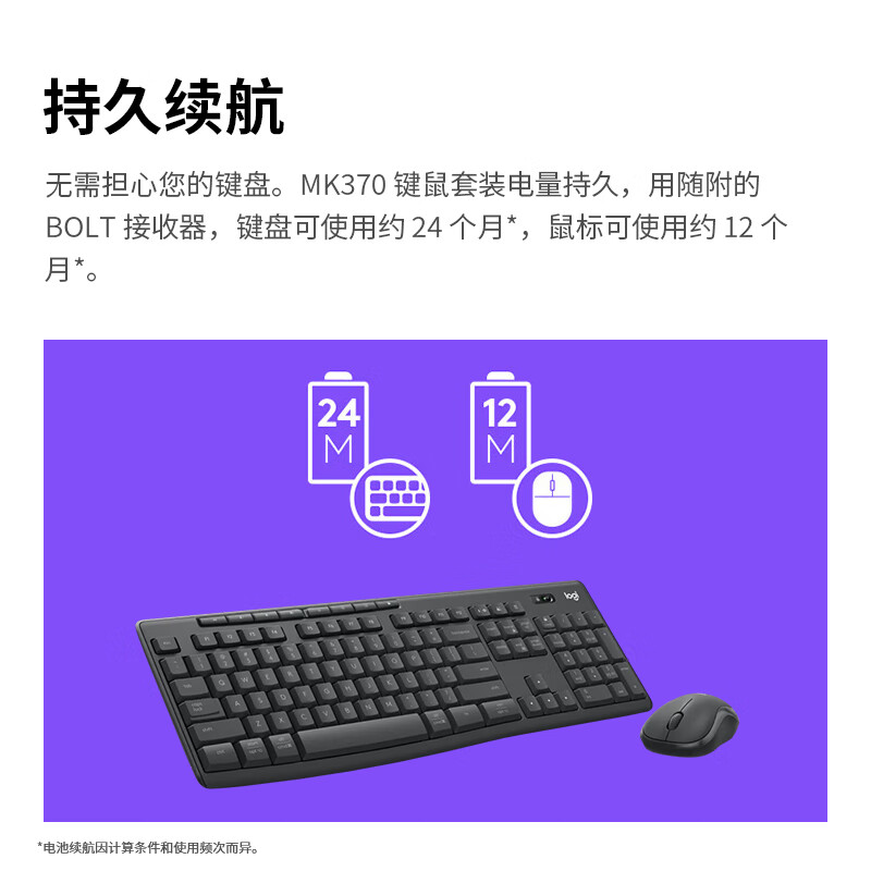 罗技 MK370 COMBO无线键鼠套装 黑色高清大图