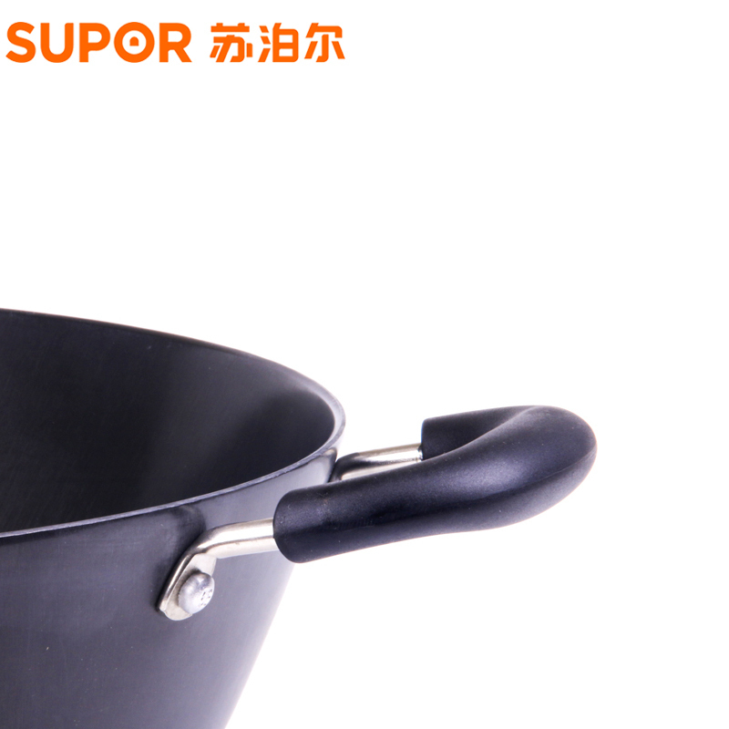 苏泊尔(SUPOR)炒锅FC34Y1大铁锅双耳深型家用传统铸铁锅无涂层生铁炒菜锅炖菜锅电磁炉燃气可用34cm高清大图