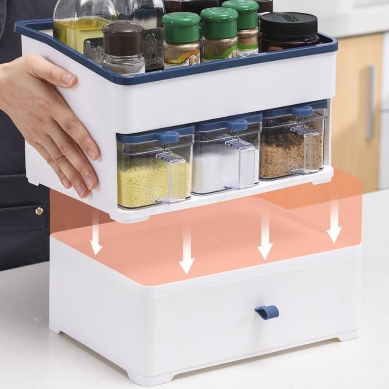 调料盒家用厨房架子置物架多功能储物箱刀架厨房用品收纳架大号矮款