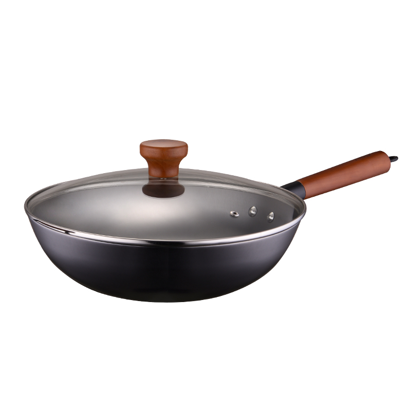 爱仕达(ASD)不易锈铸铁炒锅家用铁锅炒菜锅无涂层大铁锅一体浇铸 电磁炉明火通用CF32E7J